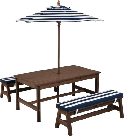Costway Outdoor Wooden Kids Picnic Table Removable Umbrella Cushions 32015847 New