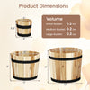 Dimensions of outdoor wooden planter boxes with drainage holes, crafted from acacia wood, suitable for various plant.