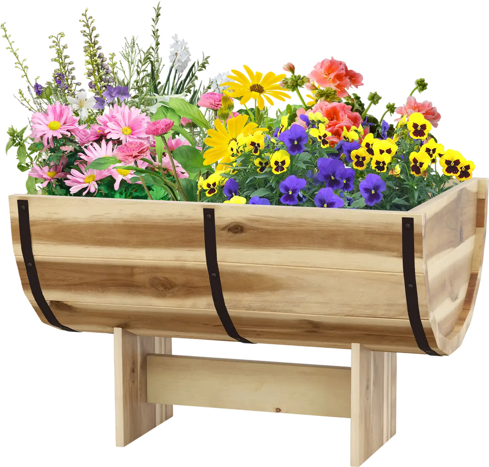 Outdoor Wooden Planter with Legs for Flower Herb Vegetable Fruit