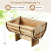 Outdoor wooden planter with legs, crafted from acacia wood, half whiskey barrel shape, ideal for flowers and herbs.