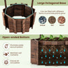 Outdoor wooden wishing well planter bucket with a rustic finish, featuring a large octagonal base for versatile.