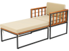 Patio Acacia Wood Armchair with Long Ottoman and Seat Back Cushions