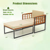 Patio acacia wood armchair with long ottoman, featuring soft cushions and adjustable footpads for backyard relaxation.