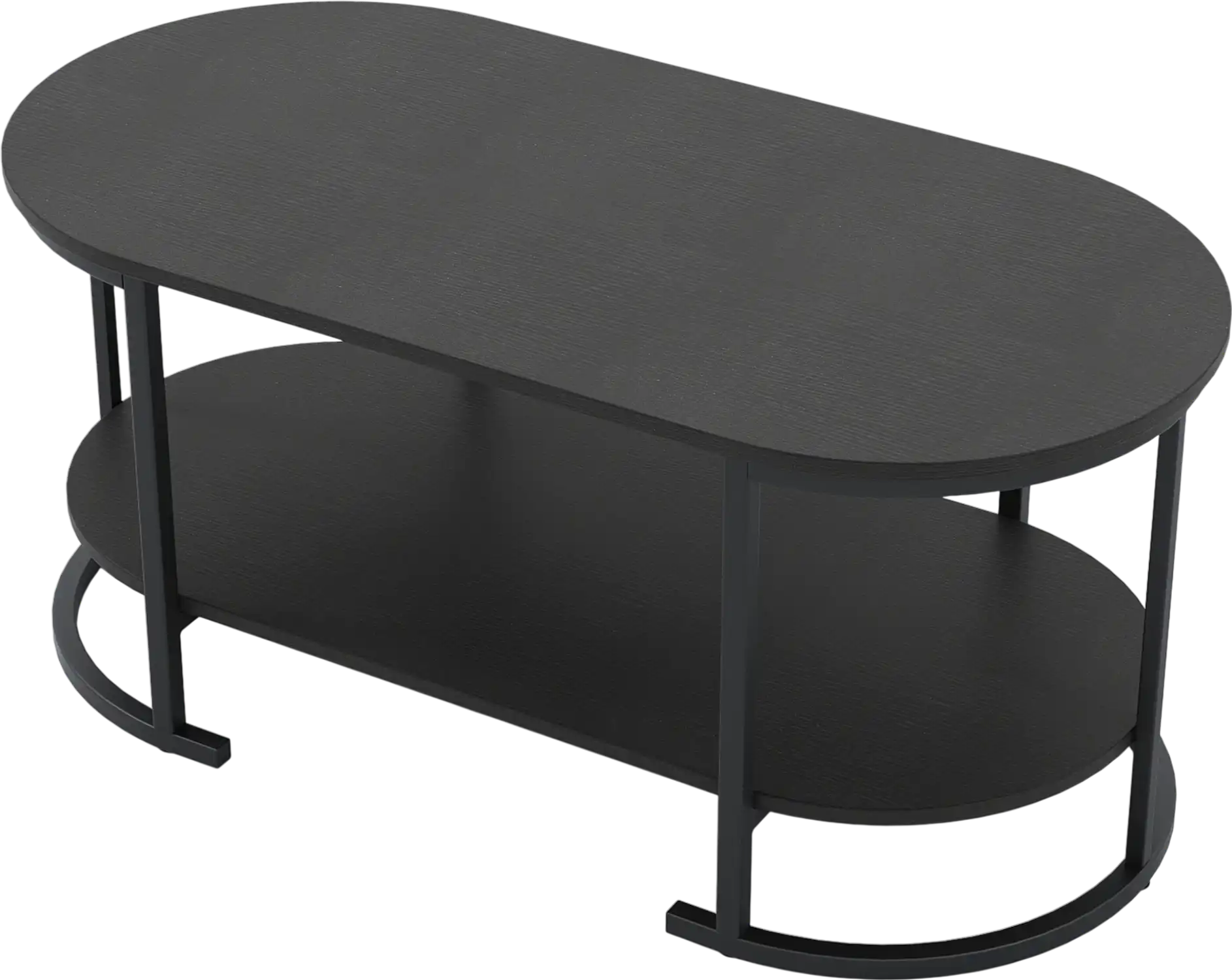 Costway Oval 2-Tier Wooden Coffee Table Accent Table with Open Shelf 81118681 New