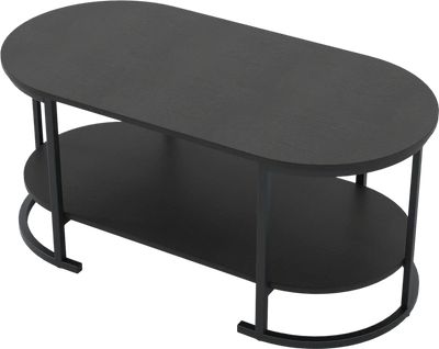 Costway Oval 2-Tier Wooden Coffee Table Accent Table w/ Open Storage Shelf 81118681 New