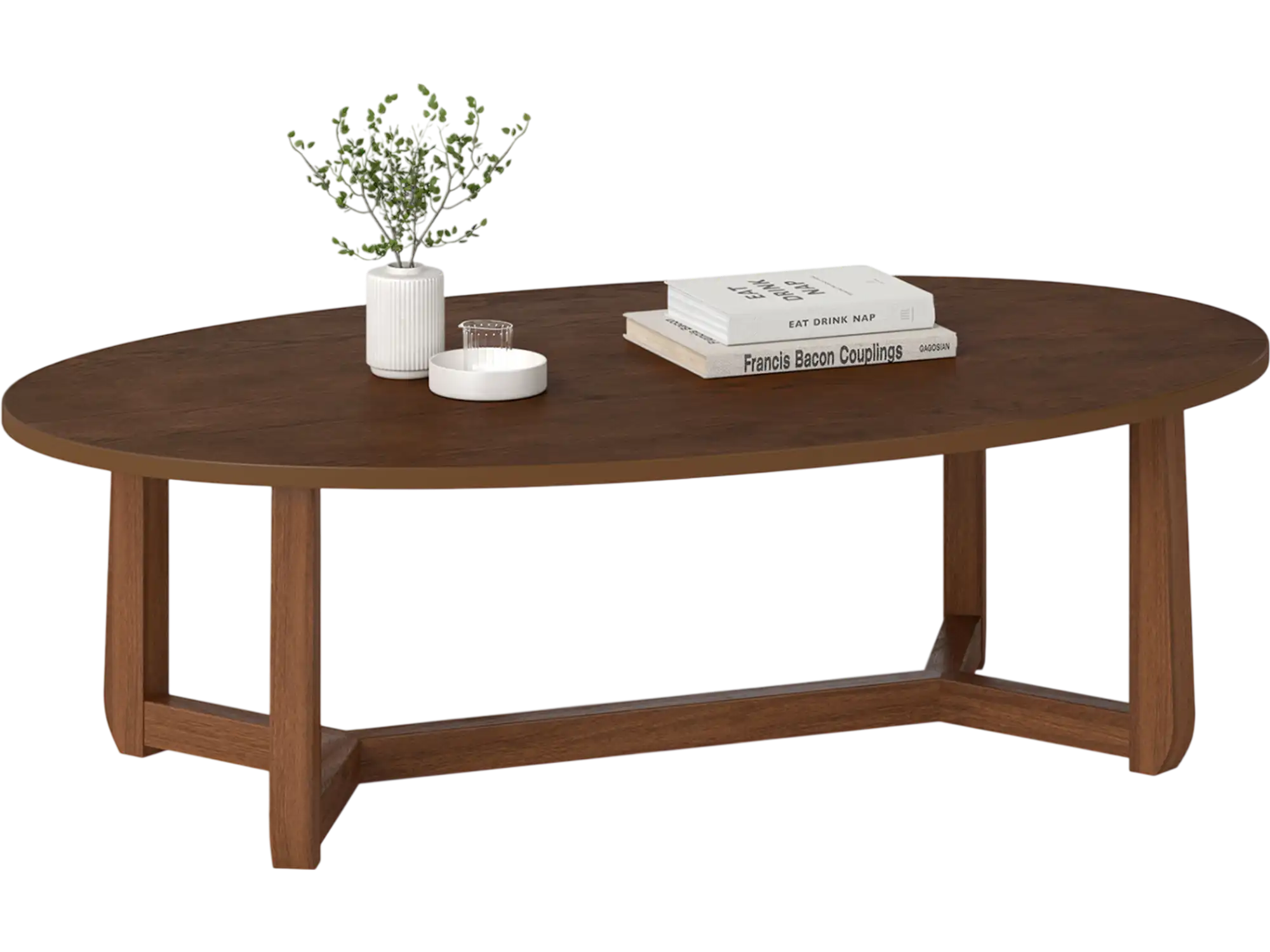 Costway Oval Wooden Coffee Table 46