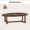 Oval coffee table with a thickened walnut top, measuring 46 inches, featuring a stable V-shaped wood base for reliable.