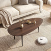 Oval Coffee Table Mid Century Center Table with Sturdy Metal Construction-Walnut - Gallery View 1 of 10