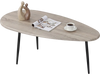 Oval coffee table with gray wood finish and sturdy metal legs, ideal for living room or lounge use.