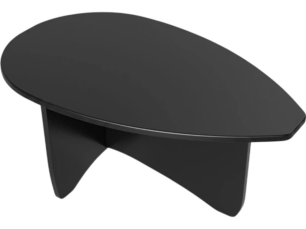 Spacious black oval coffee table with a low-profile design, perfect for casual lounging and easy cleaning.