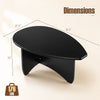 Black oval coffee table with a low-profile design, spacious tabletop, and T-shaped base for stability and ample legroom.