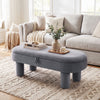 Oval Storage Ottoman Bench with Upholstered Seat for Bedroom-Gray - Gallery View 1 of 11