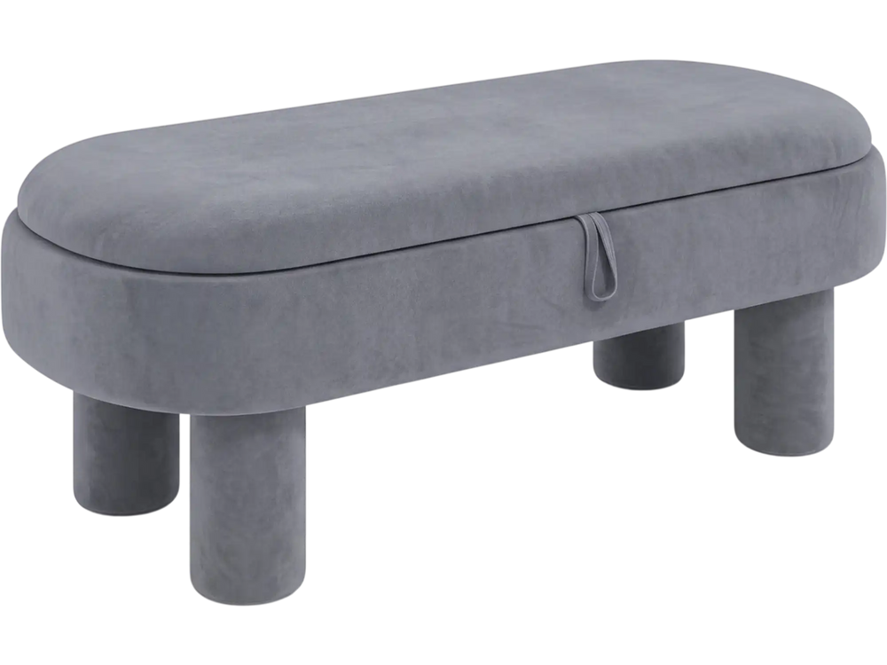 Oval storage ottoman bench with soft velvet fabric, roomy hidden storage, and a sleek design for versatile home use.