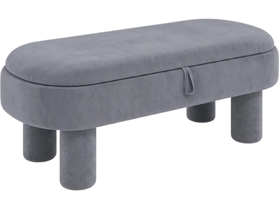 Costway Oval Storage Ottoman Bench Upholstered Bedroom 98722227 New