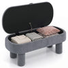Oval storage ottoman bench in soft velvet with hidden storage, perfect for blankets and pillows in modern living spaces.