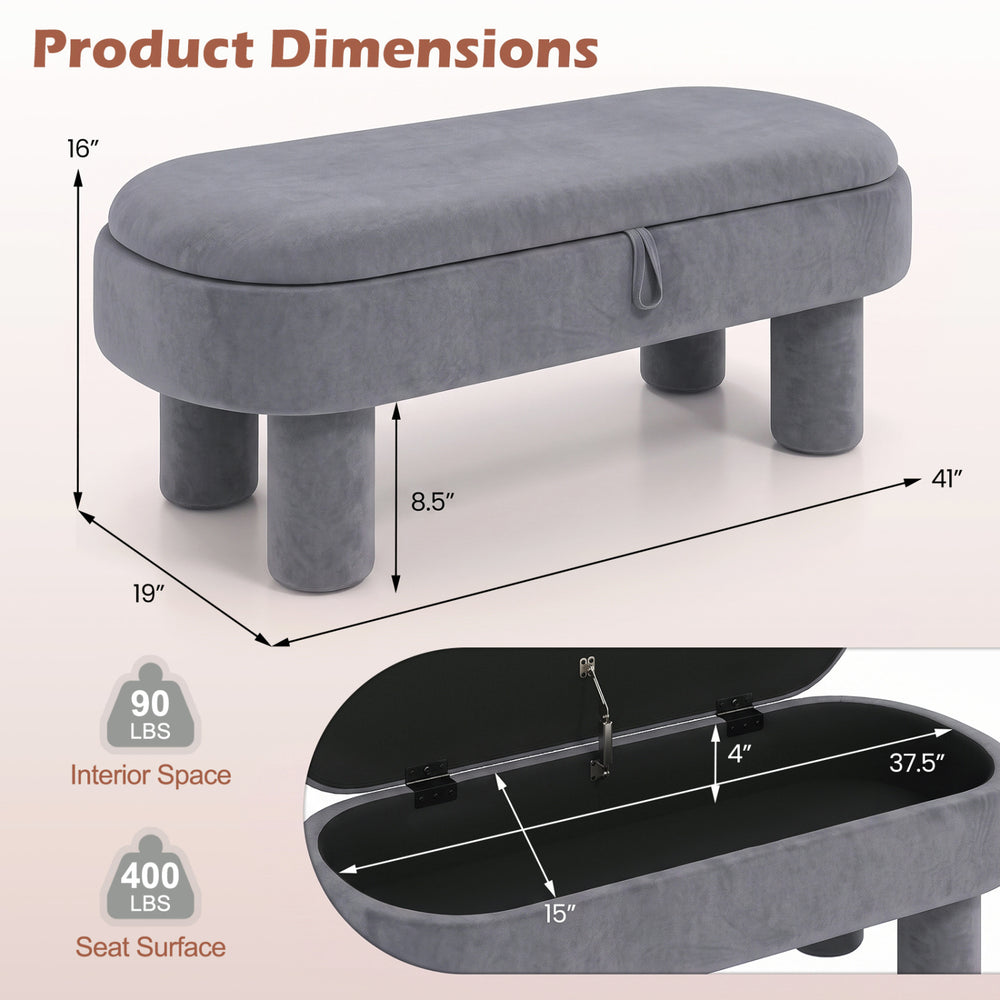 Oval storage ottoman bench with soft velvet fabric, roomy hidden storage, and stylish design for versatile home use.