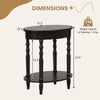 2-tier oval side table in espresso with solid rubber wood legs, ideal for compact spaces and versatile home use.