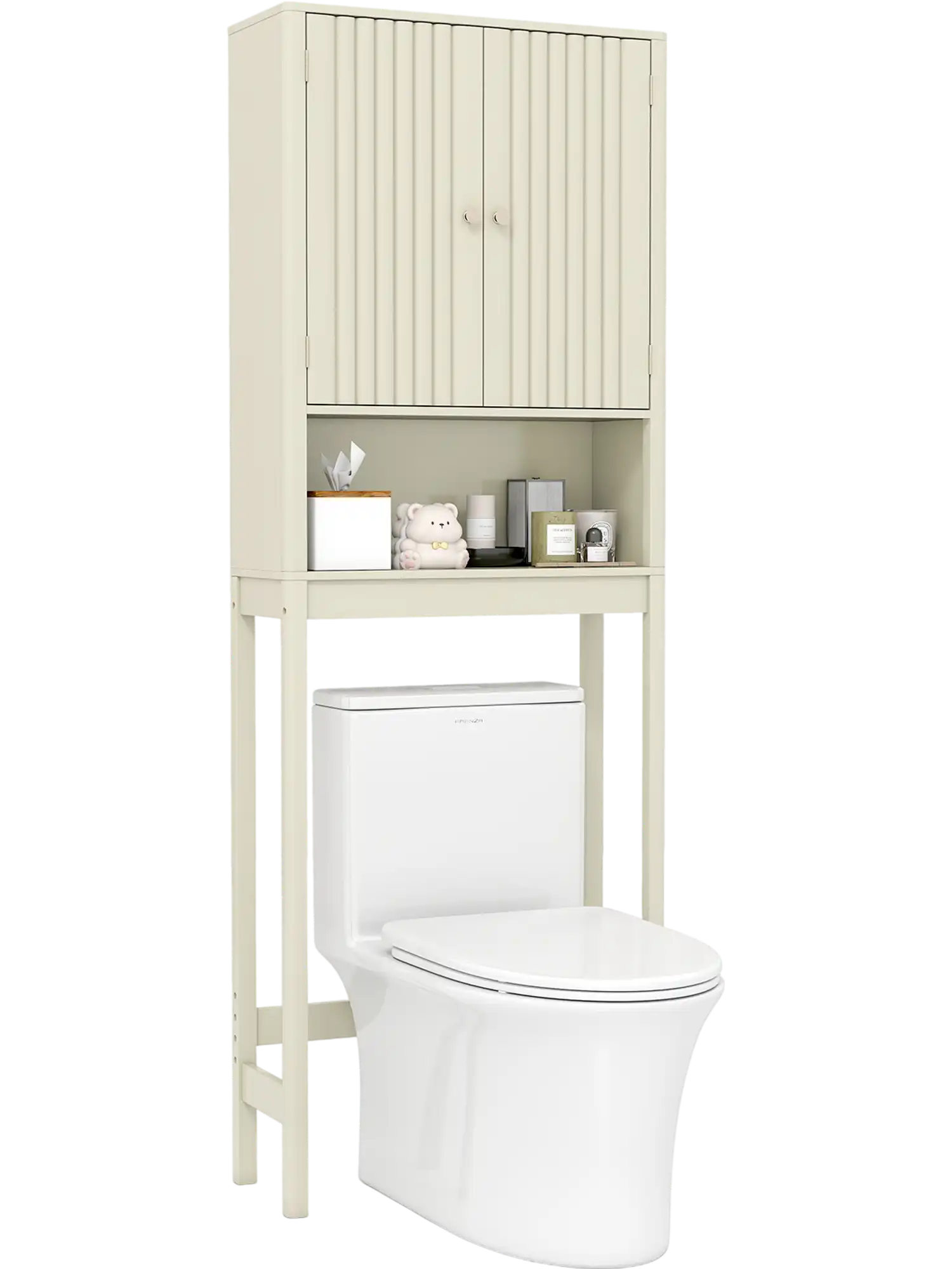 Costway Over Toilet Storage Cabinet Fluted Doors 44304562 New