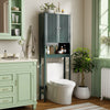 Over The Toilet Storage Cabinet with Fluted Doors-Green - Gallery View 1 of 10
