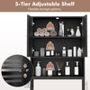5-tier adjustable shelf in a black over-the-toilet storage cabinet, designed for efficient bathroom organization and.