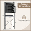 Over-the-toilet storage cabinet in black with adjustable shelves, metal frame, and farmhouse design for stylish.