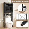 Over-the-toilet storage cabinet in black with adjustable shelves, anti-toppling devices, and farmhouse design for.
