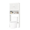 Over the toilet storage cabinet with double doors, adjustable shelf, and modern design for maximizing bathroom space.