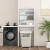 Over-the-toilet storage cabinet with double doors and adjustable shelf, ideal for organizing bathroom essentials.