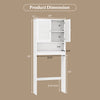 Over the toilet storage cabinet dimensions with adjustable shelf and double doors for efficient bathroom organization.