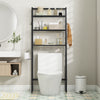 3-tier black over the toilet storage shelf with adjustable bottom bar, ideal for maximizing bathroom space and.