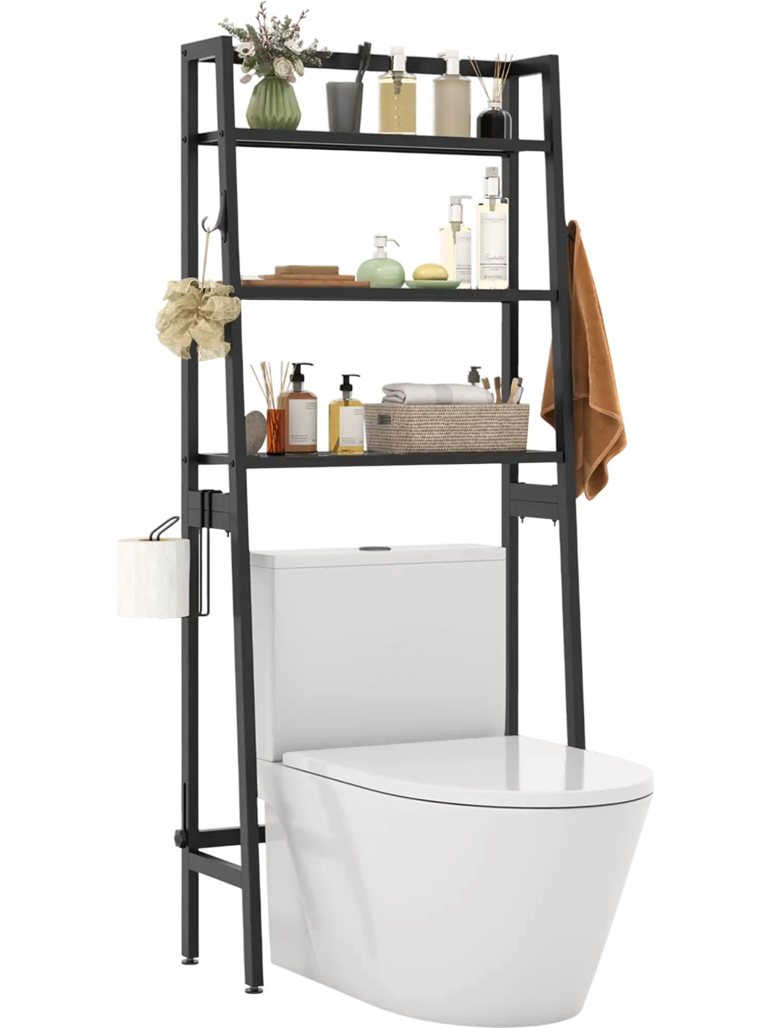 Costway 3-Tier Over Toilet Storage Shelf Adjustable Bottom Bar 79216534 New