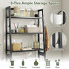 3-tier black over-the-toilet storage shelf with adjustable bottom bar, perfect for toiletries and towels in modern.