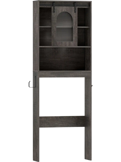 Costway Over Toilet Storage Cabinet Sliding Barn Door Open Shelves 46517632 New