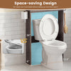 Over toilet storage cabinet in oak with sliding barn door, ideal for towels and essentials in small bathrooms.