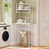 3-tier white over the toilet storage rack with towel holder and hooks, ideal for small bathrooms and laundry rooms.