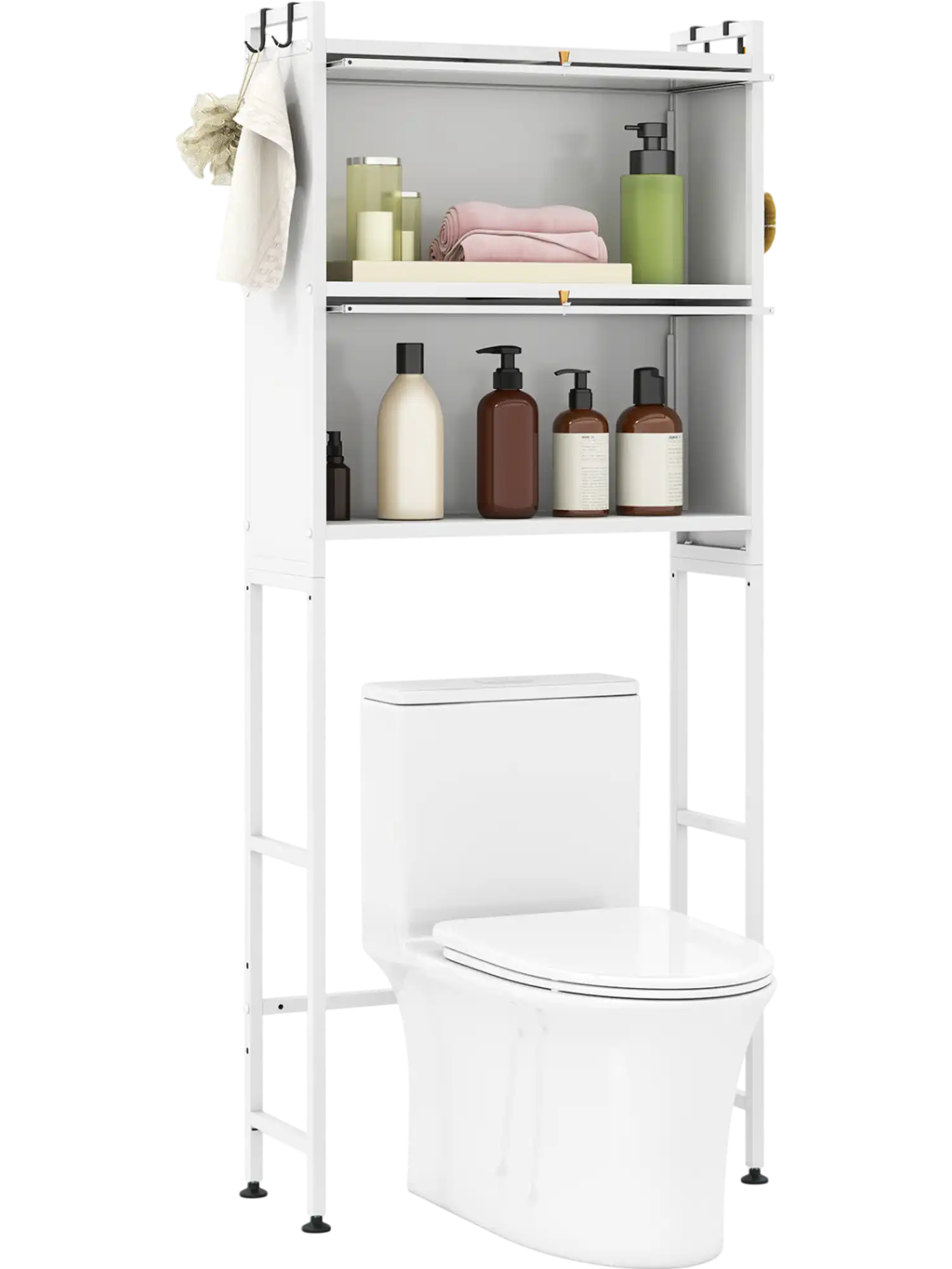 Costway Over-the-Toilet Bathroom Storage Cabinet Organizer 2 Flip-Up Cabinets 56020670 New