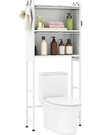 Costway Over-the-Toilet Bathroom Organizer Cabinet 2 Flip-Up Cabinets 56020670 New