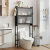 Over-the-toilet Cabinet Bathroom Organizer with 2 Flip-up Cabinets-Black - Gallery View 1 of 10