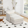 Oversized accent chair with beige soft corduroy cushions and multipurpose ottoman, perfect for relaxing in style.