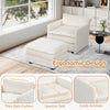 Oversized accent chair with ottoman in beige corduroy, featuring comfy armrests and deep seat for ultimate relaxation.