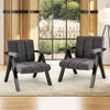 Oversized gray accent chairs with metal frame and armrests, perfect for a reading nook or office seating.