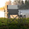 Oversized Camping Chair with Side Table and 2 Storage Pockets-Gray - Gallery View 1 of 10