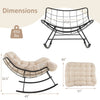 Oversized Egg Papasan chair with beige padded cushion, ergonomic design, and durable metal frame for indoor or patio.