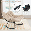 Oversized beige egg papasan chair with padded cushion, featuring gentle rocking motion and non-slip foot pads for.
