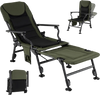 Oversized foldable fishing chair in green with detachable footrest, adjustable backrest, and 360° swivel feet for.