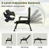 Oversized foldable fishing chair in green with 5-level adjustable backrest for sitting, reclining, and lying.