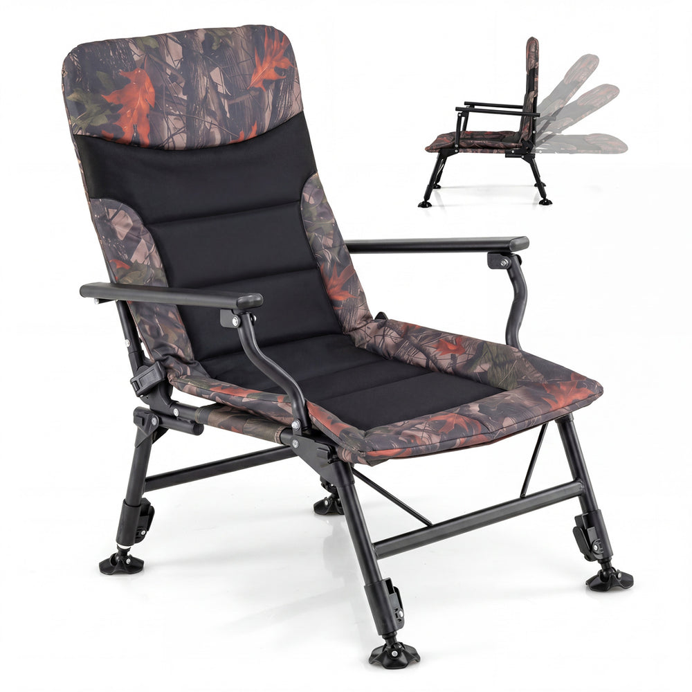Oversized Foldable Fishing Chair for Adults with Armrest-Multicolor - Gallery View 1 of 1