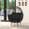 Oversized Indoor Wicker Egg Chair with Sturdy Metal Frame for Patio-Black - Gallery View 1 of 9