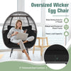 Oversized wicker egg chair with thickened cushions and sturdy metal frame, perfect for indoor or outdoor relaxation.