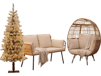 Costway Rattan Egg Lounge Chair & 2-Seat Sofa Patio Furniture Set 60199632 New